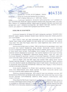 Cumhuriyet Gazetesi'nde yayınlanan "Gülen'in Gizli Bağları" başlıklı habere düzeltme ve cevap metni